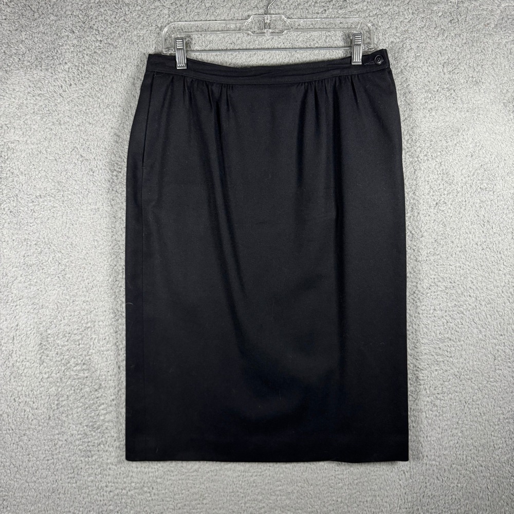 Pendleton Black Virgin Wool Pencil Skirt Vintage Made in USA Mid Length Size 14